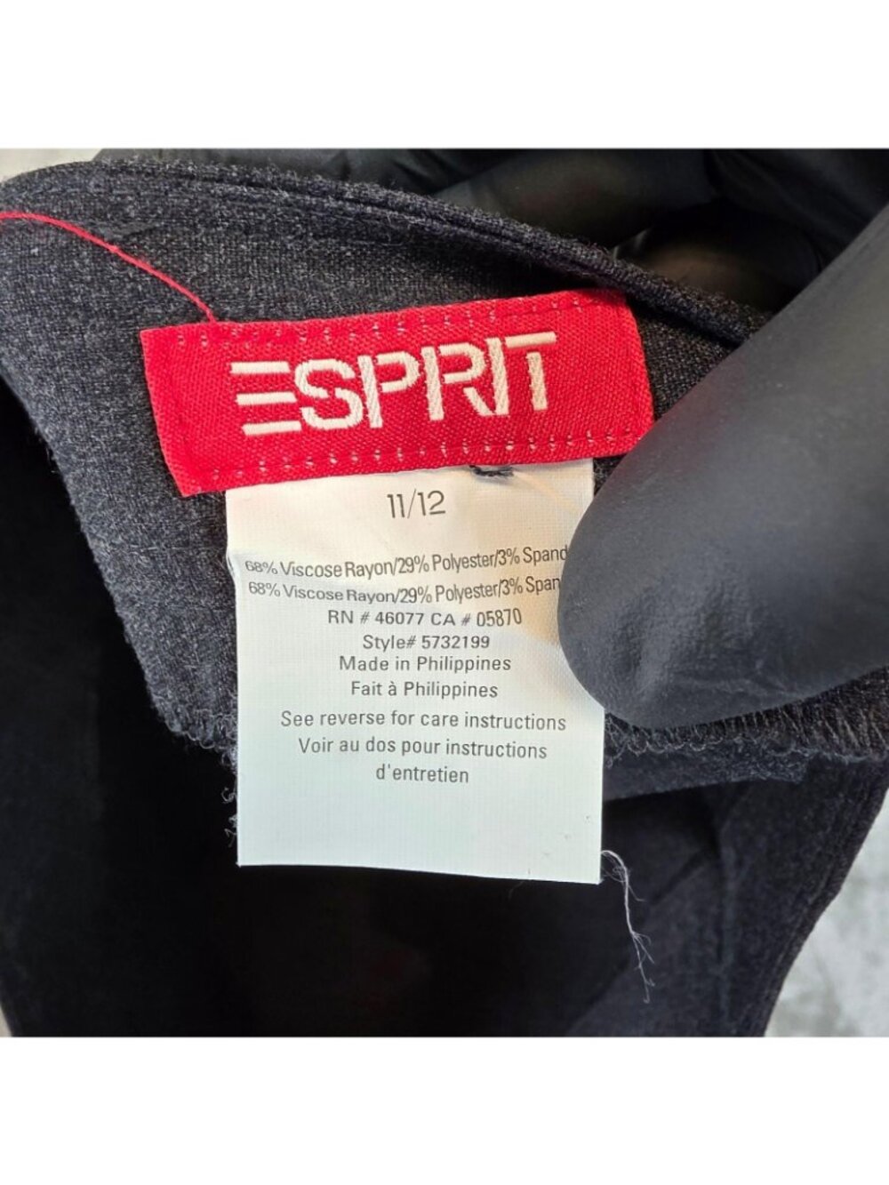 Vintage Esprit Skirt Womens 12 Gray Twill Button Front Pencil Knee Length Pocket - Picture 3 of 7